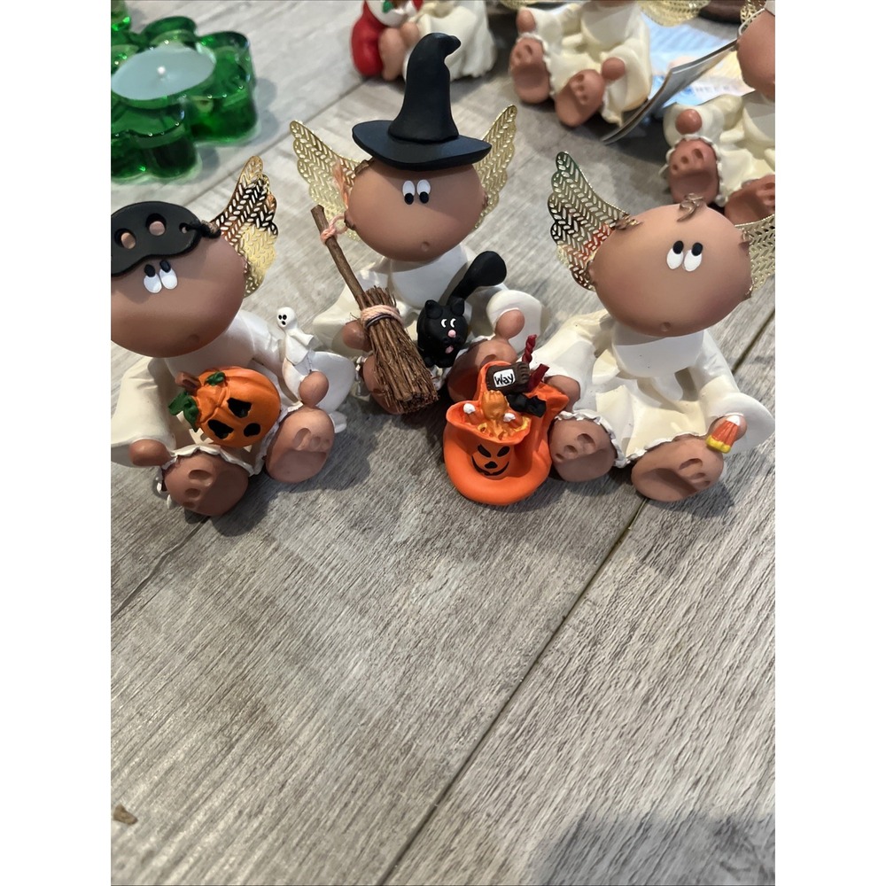 Kirk's Kritter's Angel Cheeks Halloween w/ Pumpkins  Vintage Lot Of 3